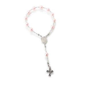 Sterling Silver Pink Baby Rosary Baptism Gift