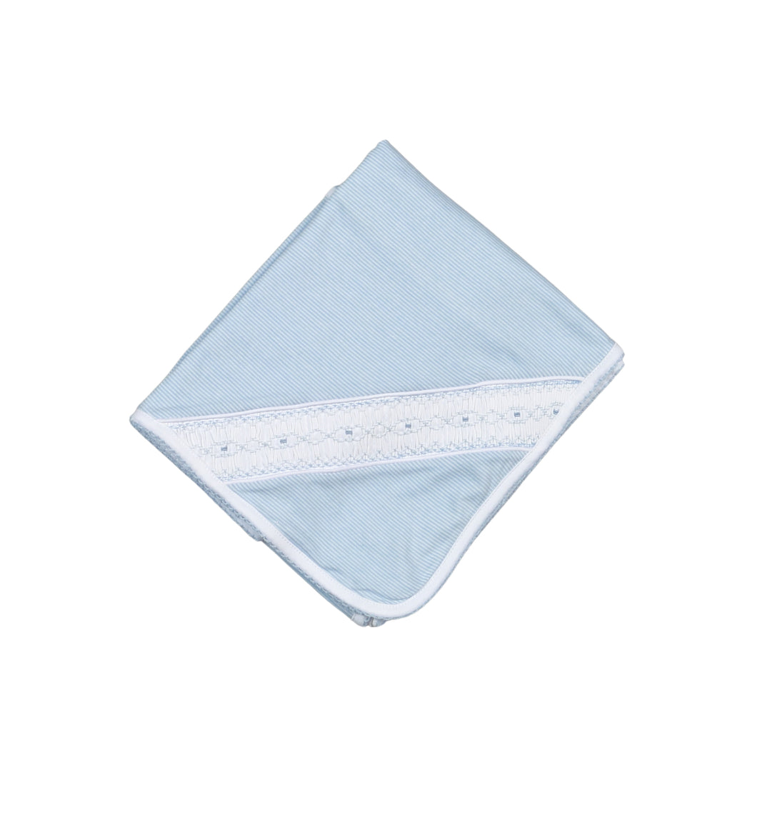 Tim Smocked Pima Receiving Blanket
