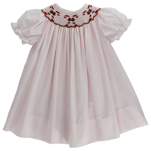 Candy Canes Smocked Bishop Dress
