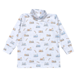 Train Print Pima Turtleneck
