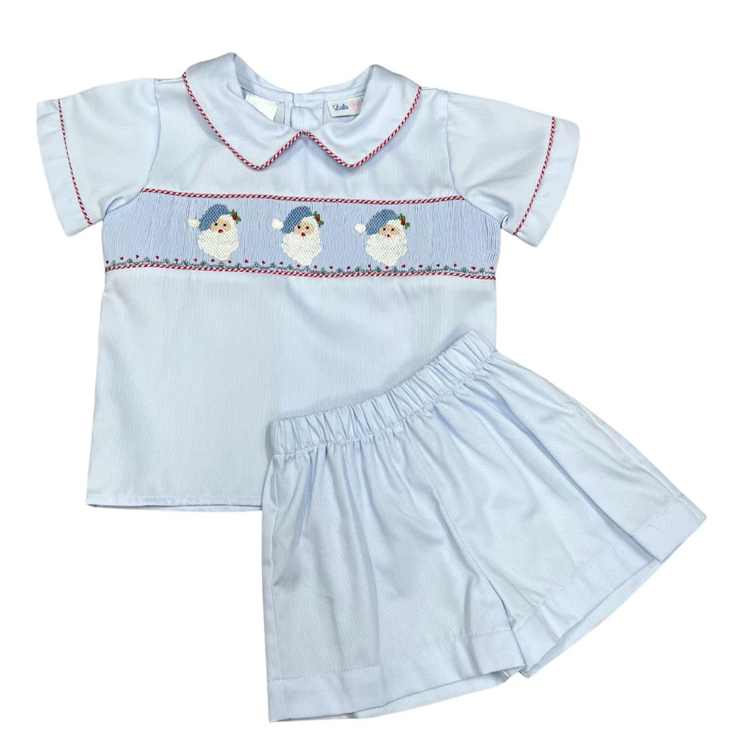 Drew Smocked Short Set - Santa