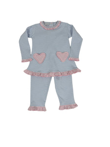 Pant Set w/ Heart Appliqued Pockets