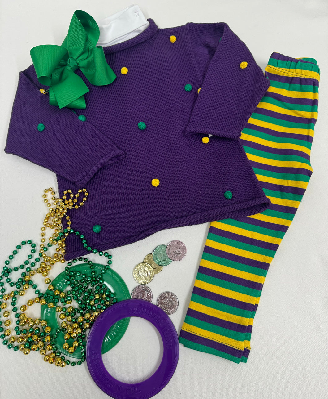 Roll-Neck Mardi Gras Pom Pom Sweater