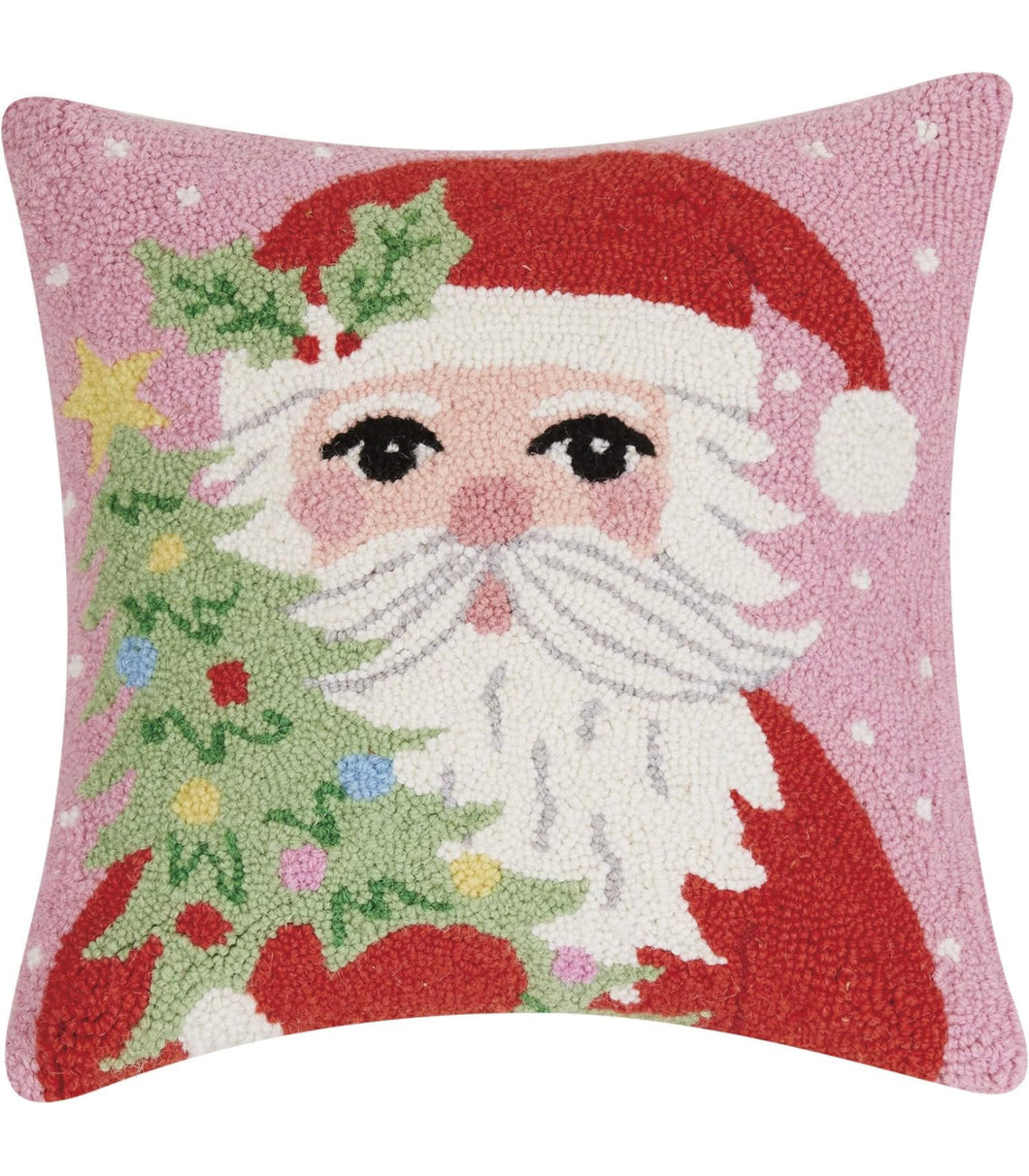 Santa Holding Tree Pillow