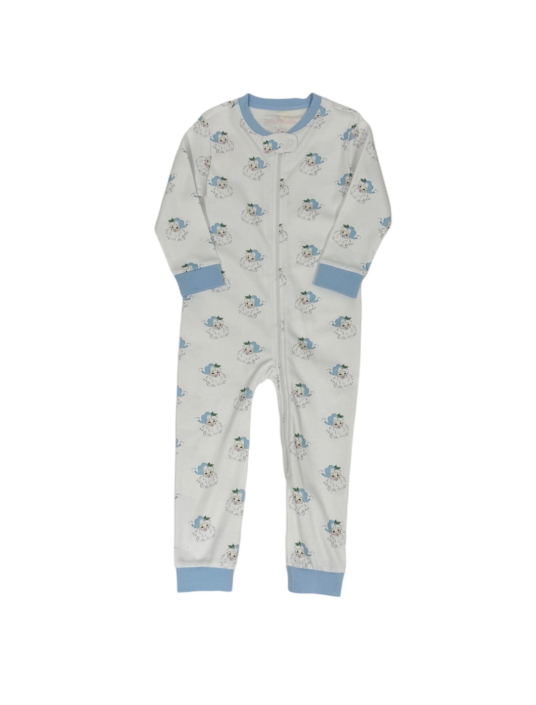 Blue Santa 1-Piece Zip Up Jammies