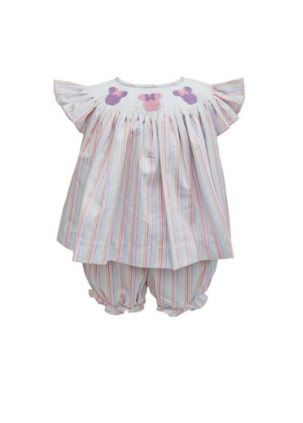 Bishop Smocked Minnie Stripe Bloomer Set