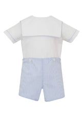 Load image into Gallery viewer, Blue Stripe Button-On Square Collar
