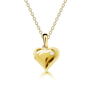 Gold Plated Puff Heart Necklace