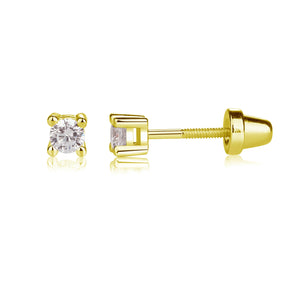 14K Gold-Plated CZ Crystal Stud Earrings