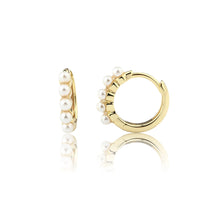 Load image into Gallery viewer, Pearl GP Huggie Hoop Earrings
