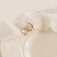 Load image into Gallery viewer, Pearl GP Huggie Hoop Earrings
