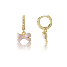 Load image into Gallery viewer, Pink Bow GP Huggie Hoop Earrings
