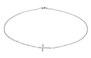 Sterling Silver Horizontal Cross Necklace