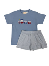 Load image into Gallery viewer, Appliqued Train Shirt/Short Set
