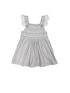 Pastel Stripe Scalloped Dress