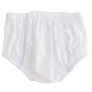 Diaper Cover - White w/ Blue Pinstripe Piping