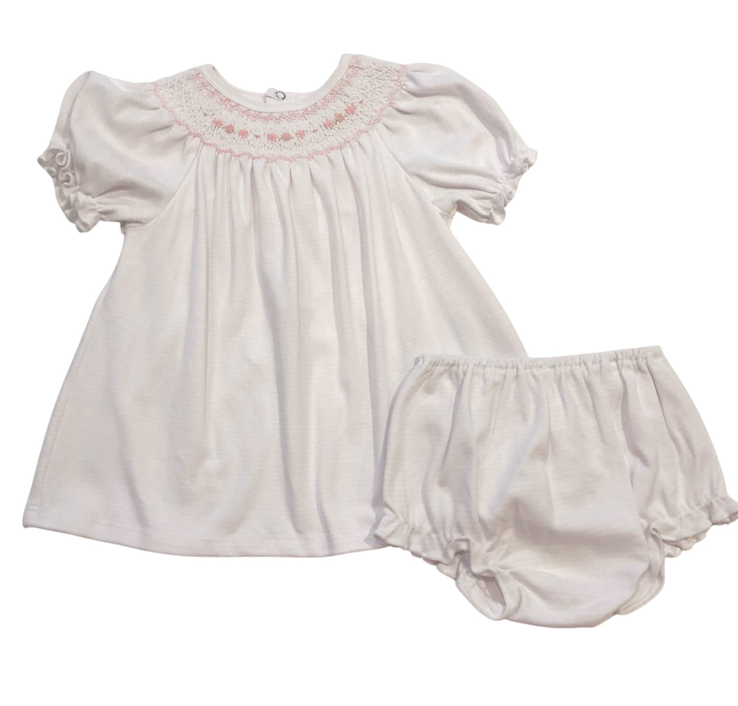 Striped Knit Dress w/ Smocking