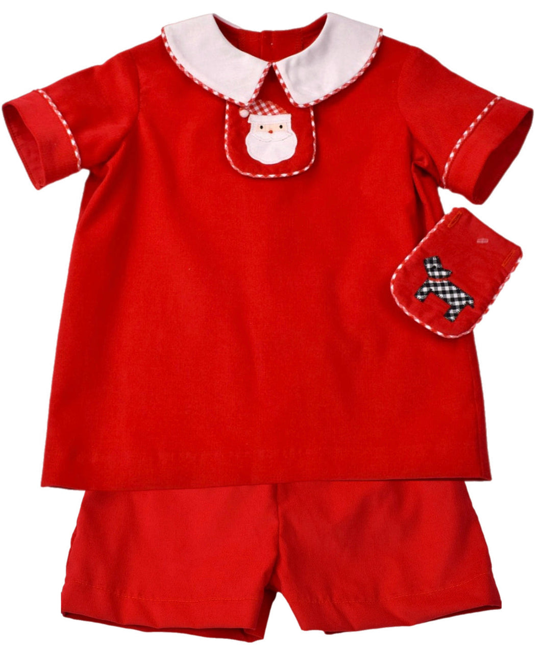 Corduroy Shirt/Short Set w/ Santa Tab