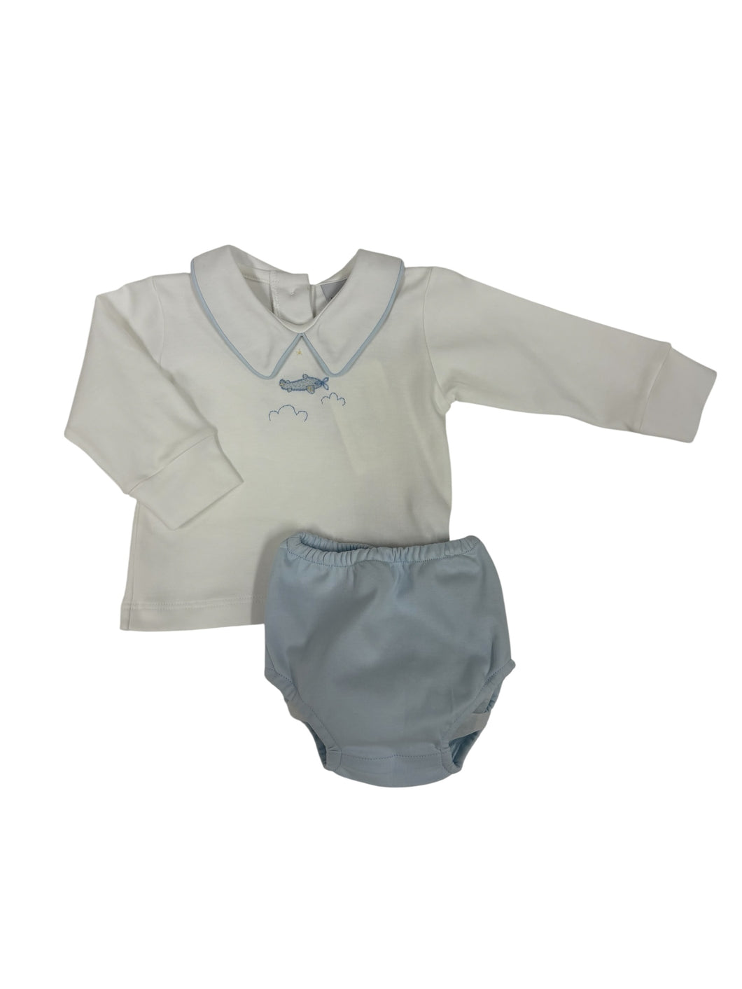L/S Airplane Emb Diaper Set