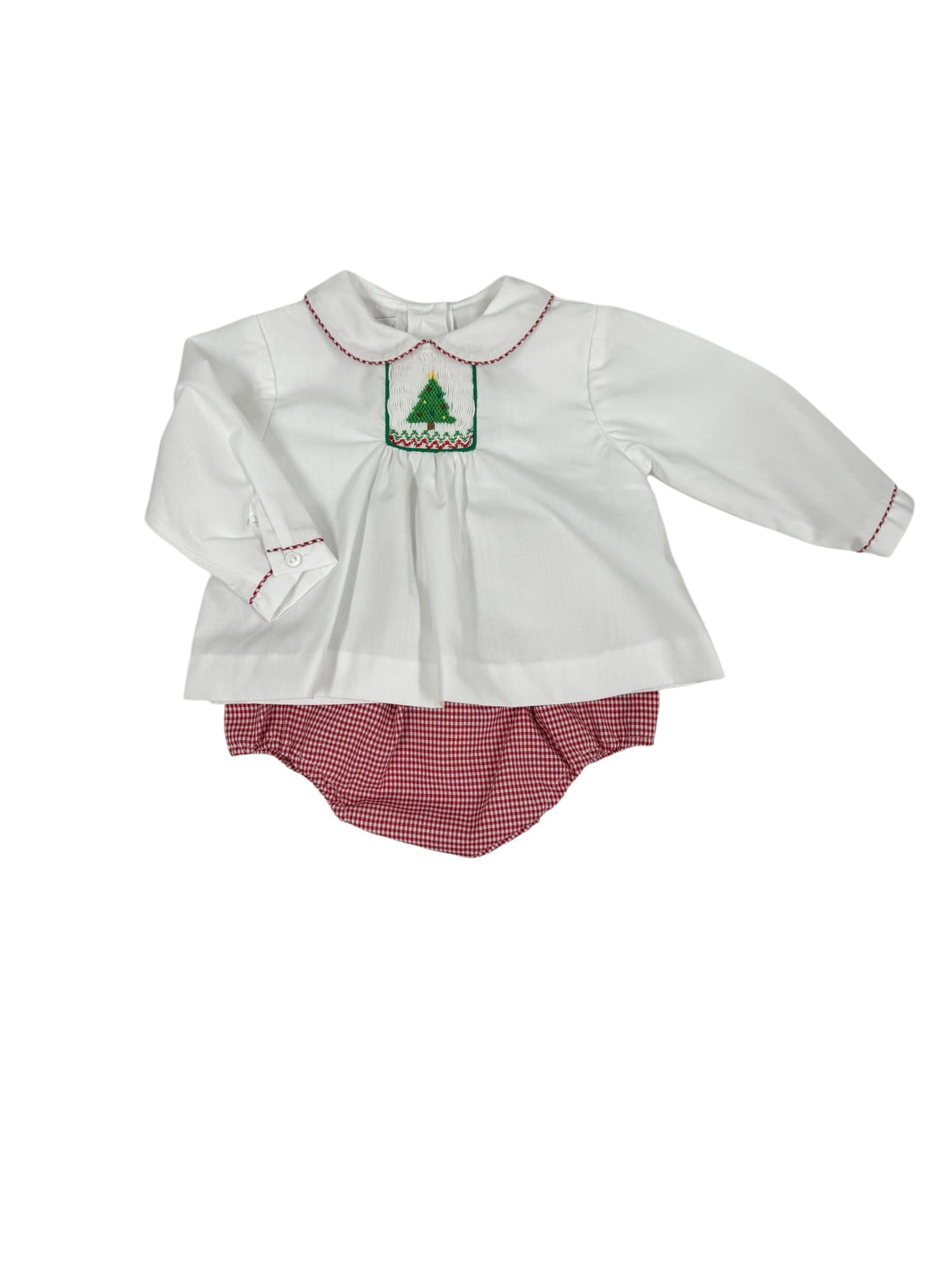 Smocked Christmas Tree Diaper Set - Boy