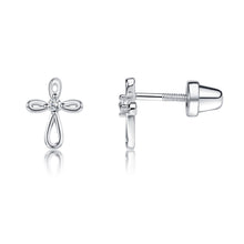 Load image into Gallery viewer, Baptism Infinity Cross CZ Earrings
