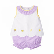 Elaine Scallop Bloomer Set- Purple Tigers