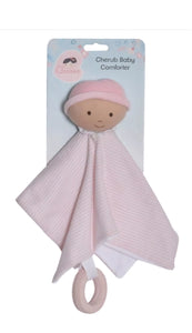 Pink Cherub Baby Comforter w/ Rubber Teether