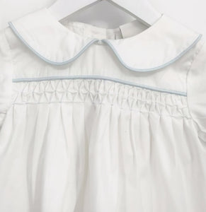 Calloway Daygown - White Piped in Blue