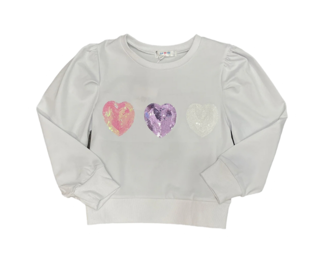 L/S Sequin Pastel Hearts Top