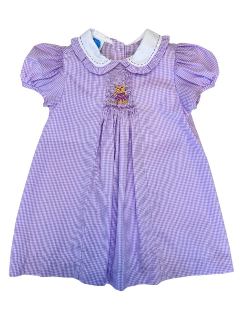 Purple Tiger Smocked Dress