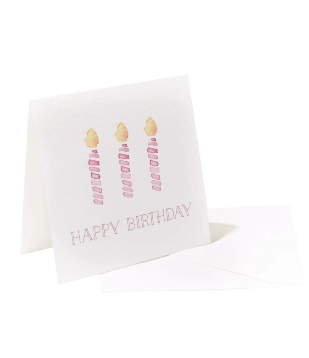 Pink Candles Happy Birthday Enclosure Card