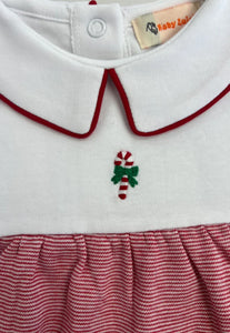 Candy Cane Embroidered Romper - Boy