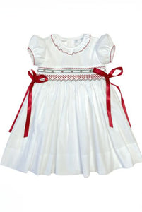 Geometric Christmas Smocked Dress w/ Ribbons