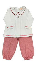 Candy Cane Embroidery Boy Bloomer Pant Set