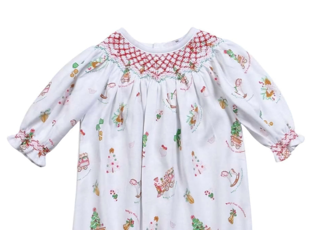 Baby Girl's First Christmas Smocked Bishop Gown