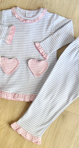 Pant Set w/ Heart Appliqued Pockets