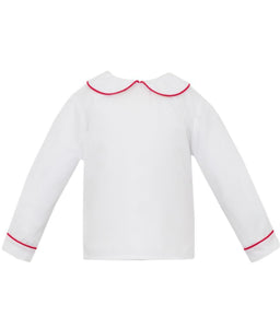 Red Piped Peter Pan Collar Shirt