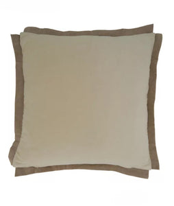 Ivory 20" Velvet Flange Throw Pillow