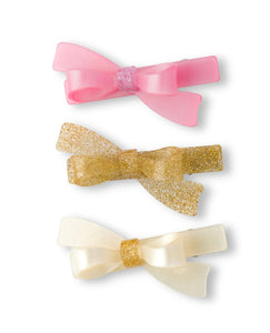 Pink, Pearl & Glitter Bow Clips