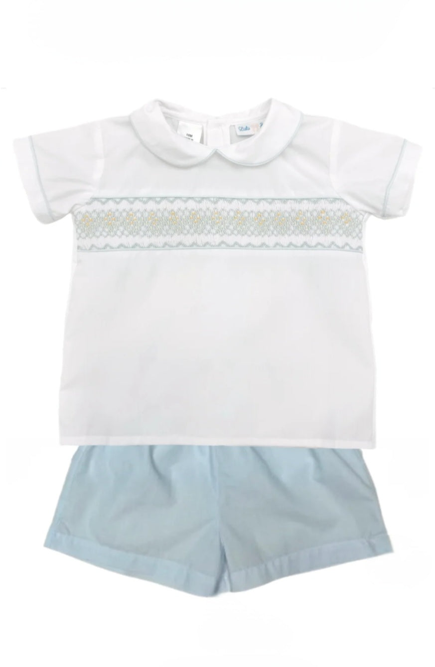 Drew Smocked Short Set - White