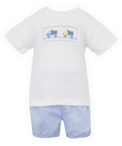 Dump Trucks Smocked Bloomer Set