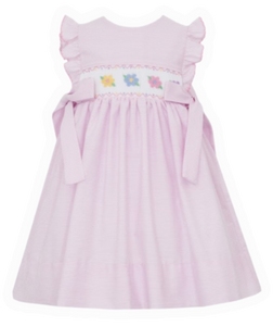 Flowers Pink Stripe Smocked Dress