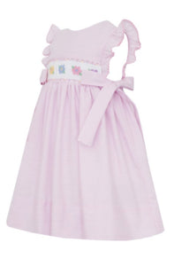 Flowers Pink Stripe Smocked Dress