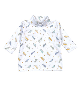 Vintage Cars Print Pima Turtleneck