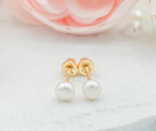 Load image into Gallery viewer, 14K Gold-Plated White Pearl Earrings
