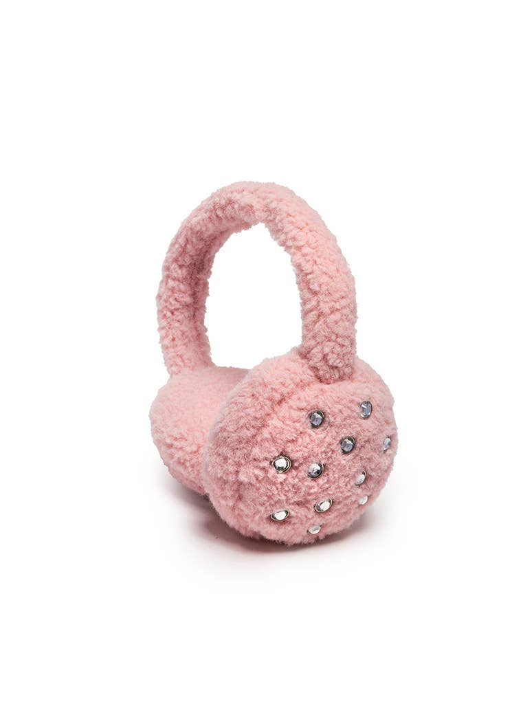 Pink Fuzzy Earmuffs - Crystal