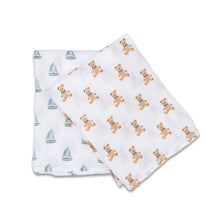 Load image into Gallery viewer, Muslin Swaddle Blanket Set - Vintage Bears &amp; Boats
