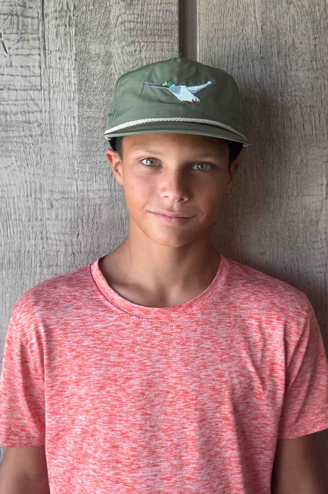 Flying Mallard Duck Hat in Olive Green