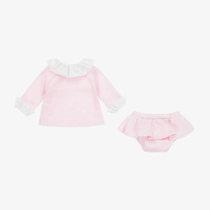 Pink Knit Ruffled Bloomer Set