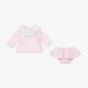 Pink Knit Ruffled Bloomer Set